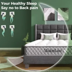 Matelas Orthopédique 90x200 cm, 7 Zones de Confort, Ressorts ensachés et Mousse Froid, Soutien H3 Moyenne Ferme, H 20 cm, Blanc