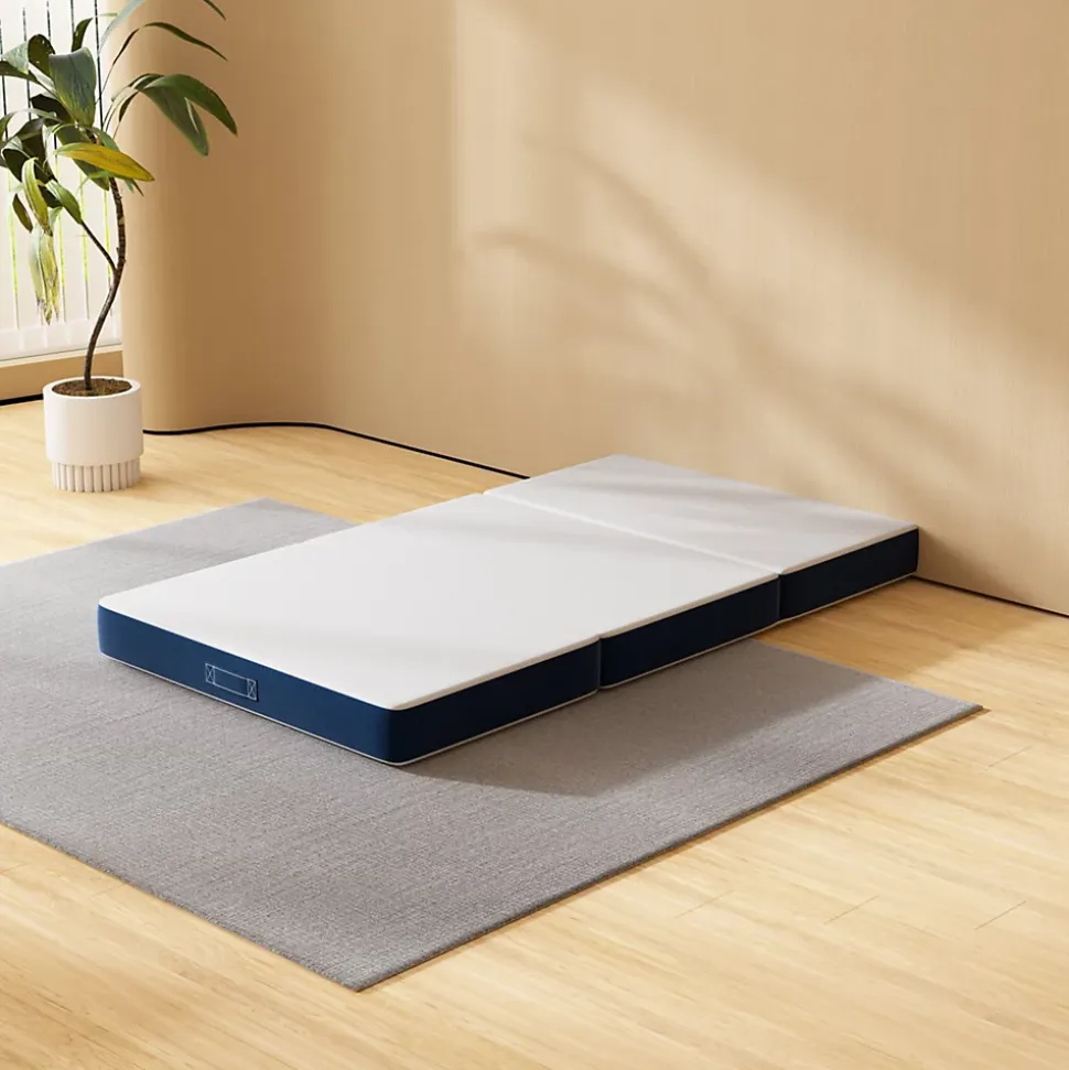 Matelas Pliant Triple 75X195CM, Matelas Polyvalent, 15cm Mousse épaisse, Housse Amovible et Lavable en Machine, Poignée de