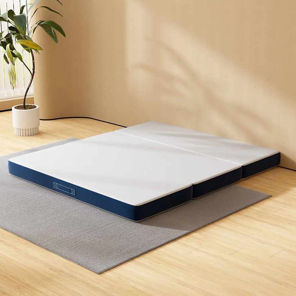 Matelas Pliant Triple 160X195CM, Matelas Polyvalent, 15cm Mousse épaisse, Housse Amovible et Lavable en Machine, Poignée de