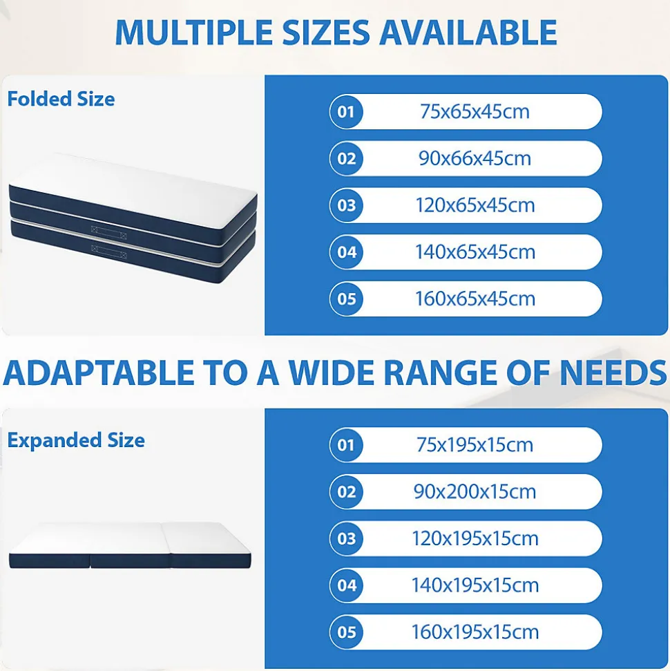 Matelas Pliant Triple 160X195CM, Matelas Polyvalent, 15cm Mousse épaisse, Housse Amovible et Lavable en Machine, Poignée de