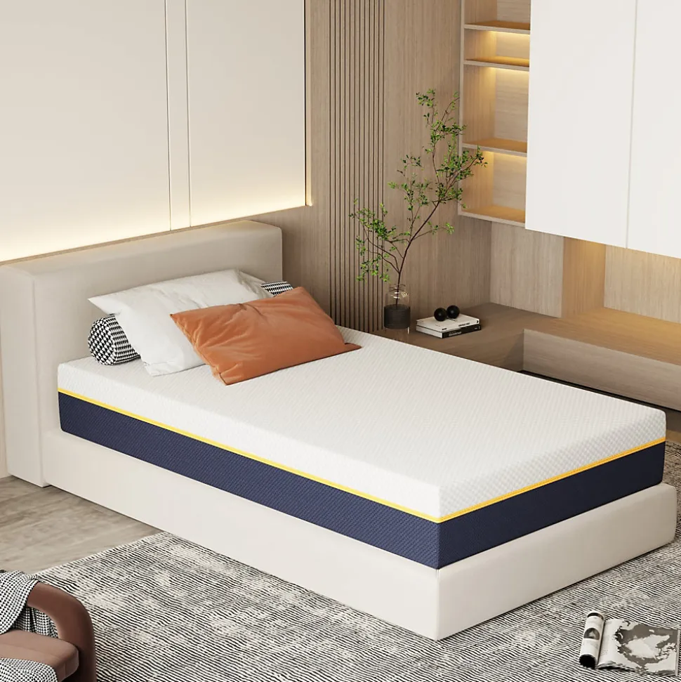 Matelas pour adulte 90 x 200 cm, épaisseur 21 cm (mousse à mémoire de forme + fibres de charbon de bambou)