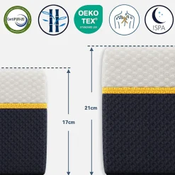 Matelas pour adulte 90 x 200 cm, épaisseur 21 cm (mousse à mémoire de forme + fibres de charbon de bambou)