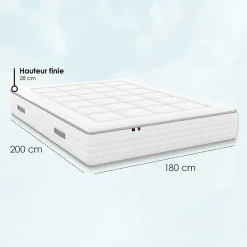 Matelas ressorts ensachés PALACIO - soutien ferme et confort équilibré - 180 x 200 cm