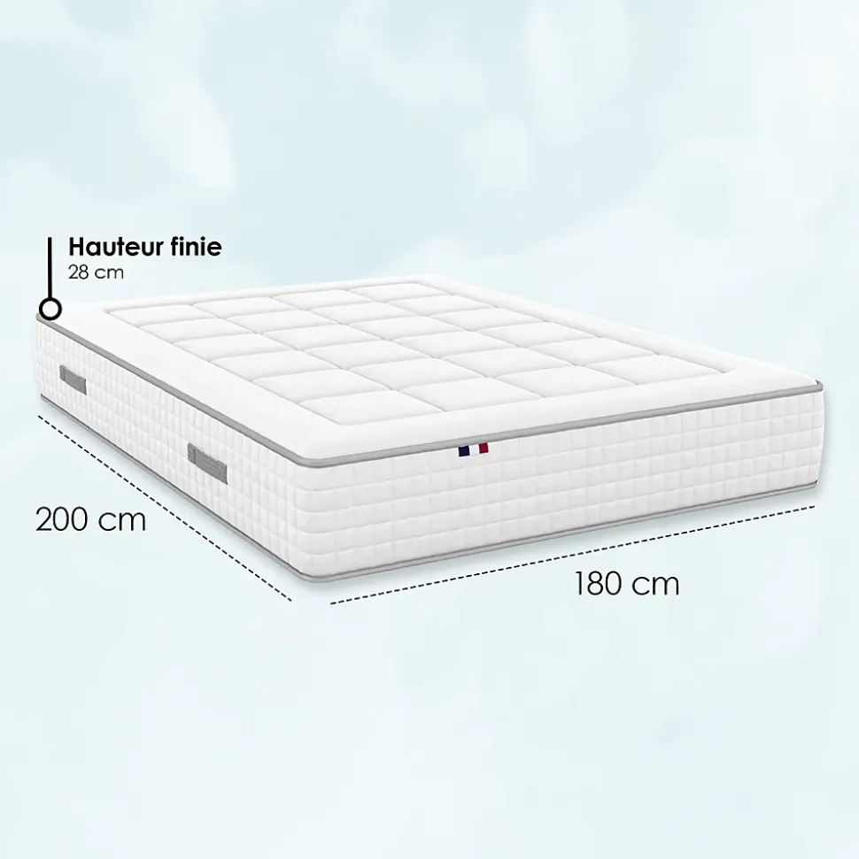 Matelas ressorts ensachés PALACIO - soutien ferme et confort équilibré - 180 x 200 cm