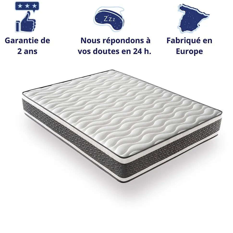 Matelas Ressorts Ensachés 140x200 Montecarlo, Ferme, Réversible, Côté Été/hiver, H25 Cm