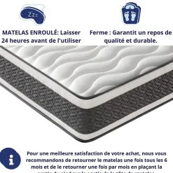 Matelas Ressorts Ensachés 140x190 Montecarlo, Ferme, Réversible, Côté Été/hiver, H25 Cm