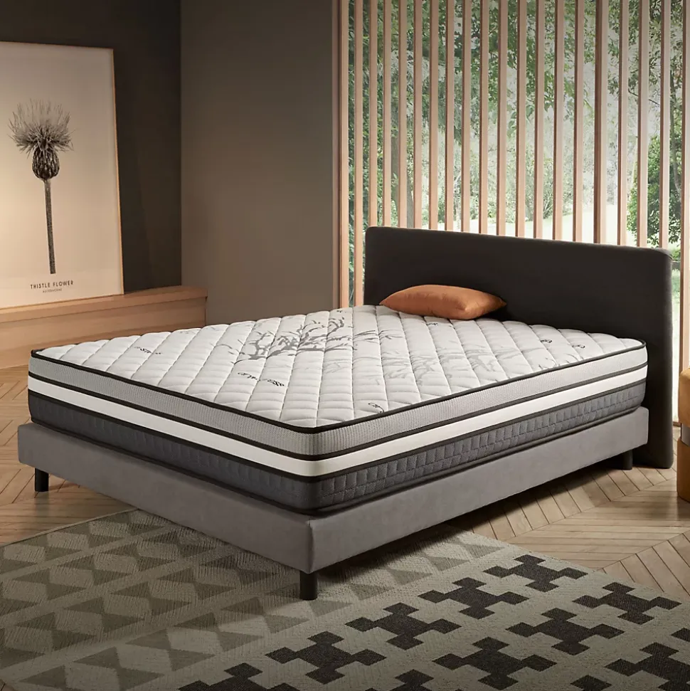 Matelas Ressorts Ensachés Trilux - 180x200 - 24 cm - Mémoire de forme - Blue Latex - Couchage Indépendant - Réversible - 7 zones