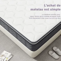 Matelas Ressorts 160x200 cm, Confort, 7 Zones Ergonomique,25 cm d'épaisseur