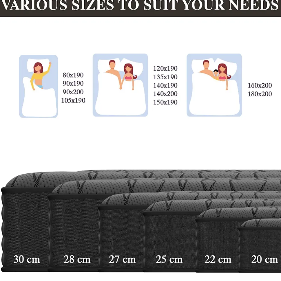 Matelas Ressorts 140x190 cm de Forme en Mousse et Ressorts, 30 cm Épaisseur