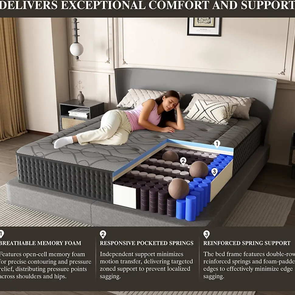 Matelas Ressorts 140x190 cm de Forme en Mousse et Ressorts, 30 cm Épaisseur