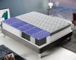 Matelas 80x190 à ressorts ensachés 800 - Epaisseur 28 cm - Mousse à mémoire de forme 6 cm - 9 zones de confort - Positano