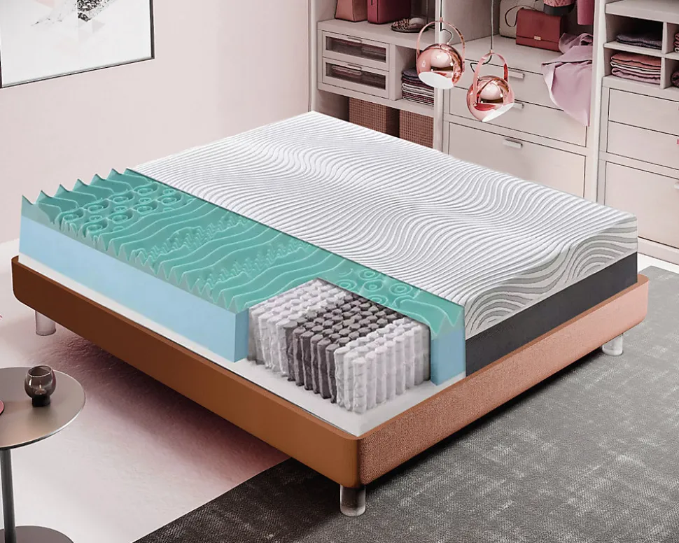 Matelas 120x190 800 ressorts et mémoire de forme - Mémoire de forme 3 cm - Housse amovible - Modèle Bacio