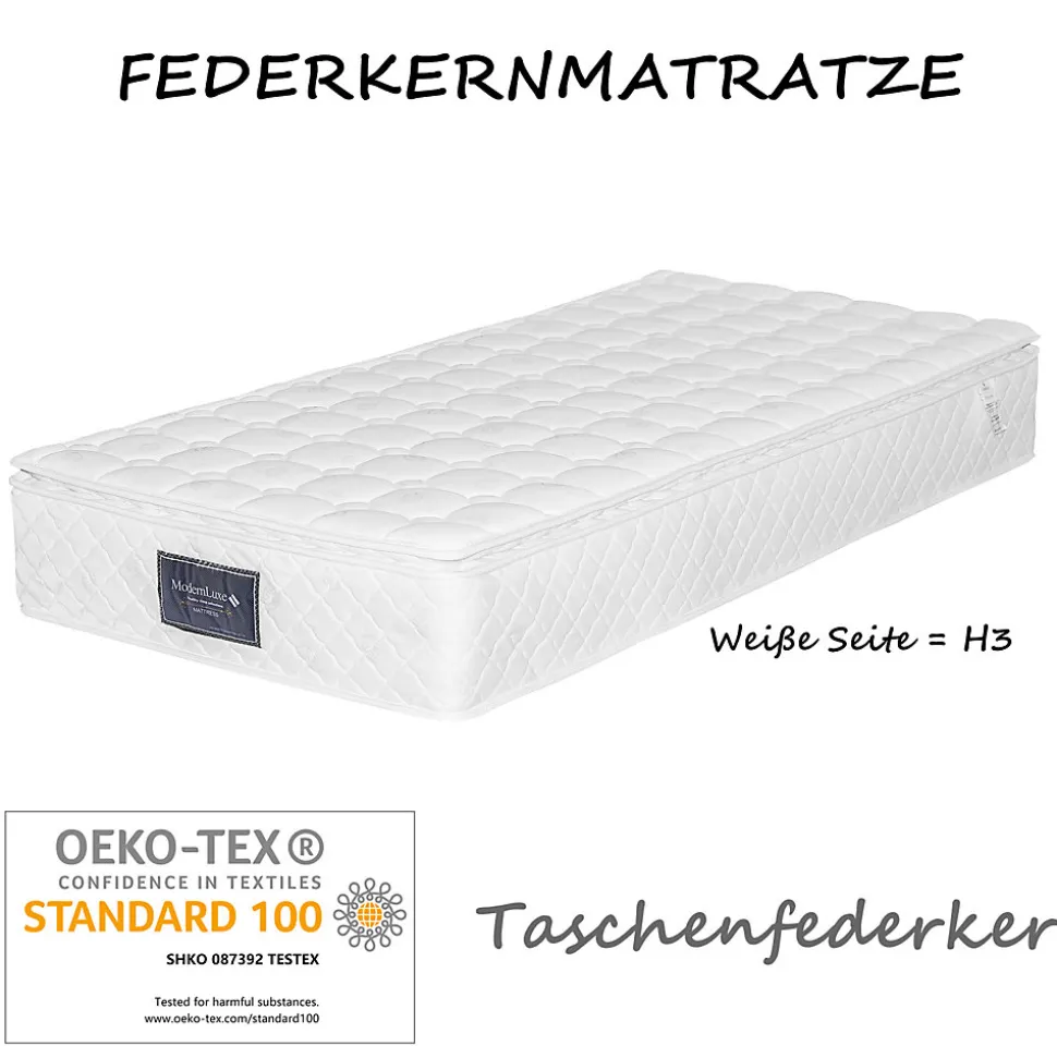 Matelas 90x200 cm à Ressorts Ensachés, Mousse Froide 7 Zones, Microfibre Matelassée, Fermeté H3, Hauteur 25 cm, Certifié Oeko-Tex
