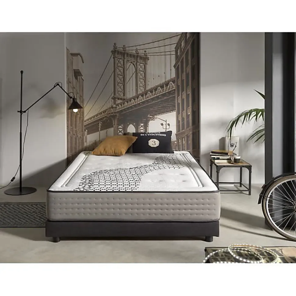 Matelas 90x200 cm Brooklyn Paradise epaisseur 24 cm 2 Anti-acariens Respirant. ECCOX