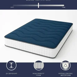 Matelas 140x190 cm Waterfoam H20 cm Ferme Moyenne Médical Antiallergique Made in Italy
