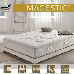 Matelas 160x200 magestic ressorts ensachés avec mousse hr hauté densité épaisseur 30 cm 7 zones de confort