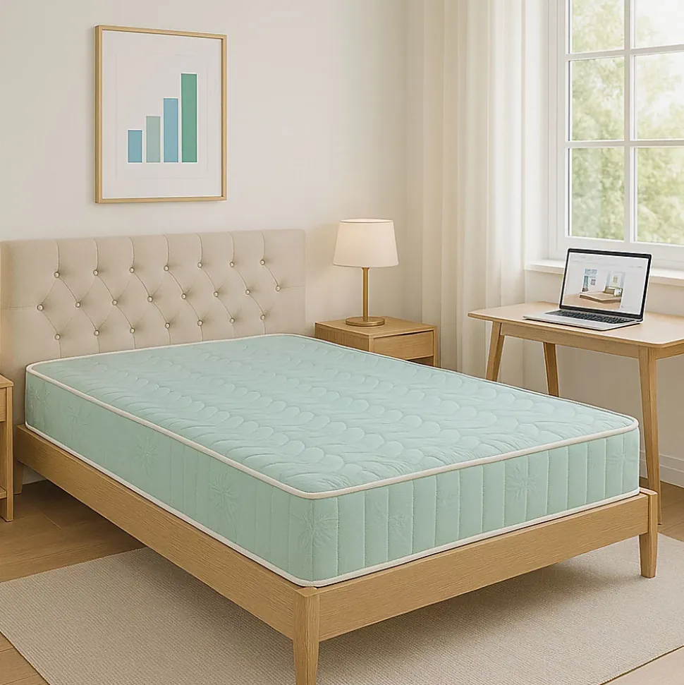 Matelas 90x190 Mousse rembourrage 100 % polesther - face : 32% laine, 58% polyester, 5% nylon, 5% fibre scriliche 350 gr/m2 - Haut