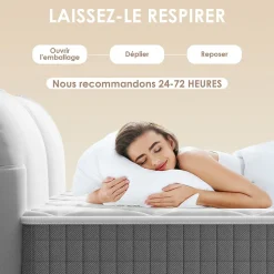 Matelas 160x200,22cm, Fermeté Moyenne, Soutien Parfait,Respirant,Réversible à Deux Faces Utilisables