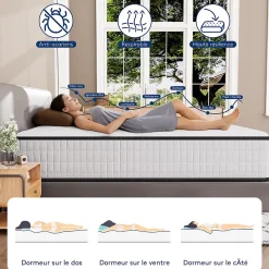 Matelas 160x200,Mousse 30 cm et ,réversible à Deux Faces entièrement utilisables
