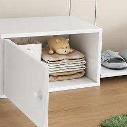 Meuble à chaussures 189x40x34,5 cm, multifonction, utilisable avec lit superposé, blanc