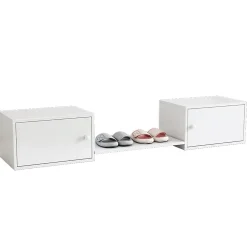 Meuble à chaussures 189x40x34,5 cm, multifonction, utilisable avec lit superposé, blanc