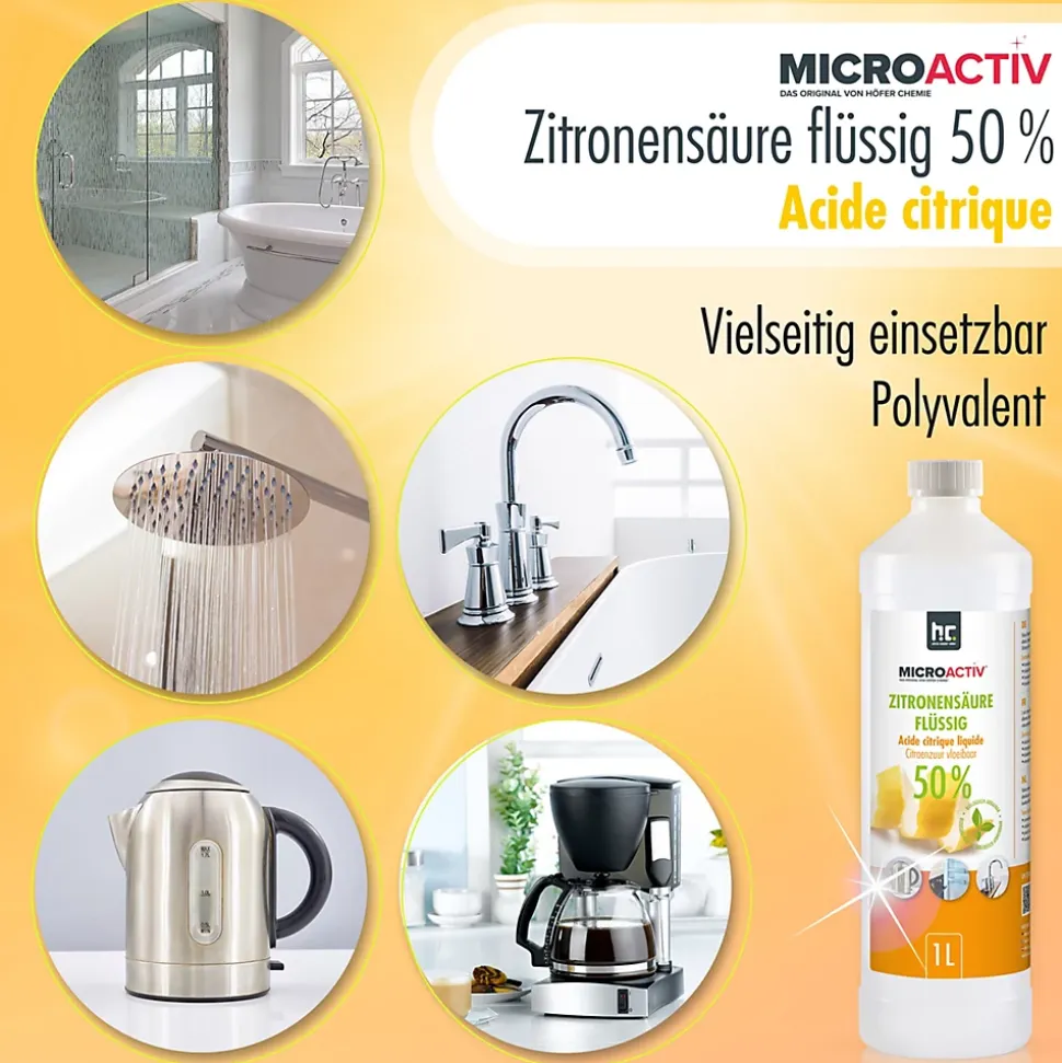 Microactiv Acide Citrique Liquide 50% Détartrant Polyvalent 1 x 15 L, Et Économique