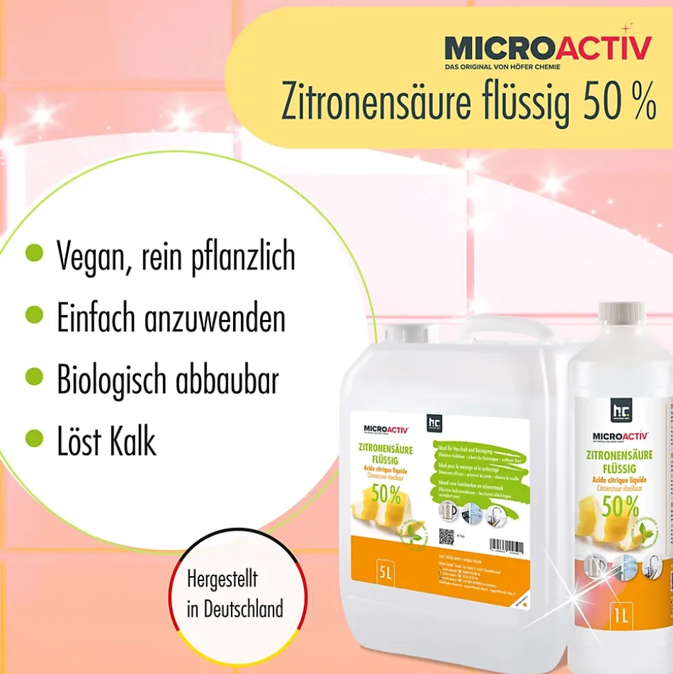 Microactiv Acide Citrique Liquide 50% Détartrant Polyvalent 1 x 15 L, Et Économique