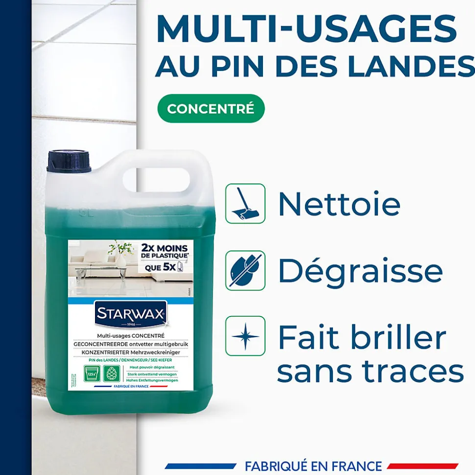 Nettoyant assainissant multi-usages senteur pin des landes Starwax 5L