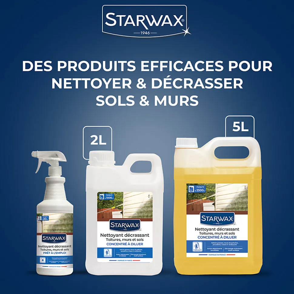 Nettoyant décrassant toitures, murs et sols gros nettoyage Starwax 5L