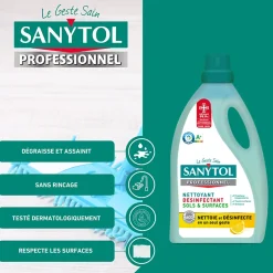 Nettoyant désinfectant sols et surfaces citron Sanytol 5L