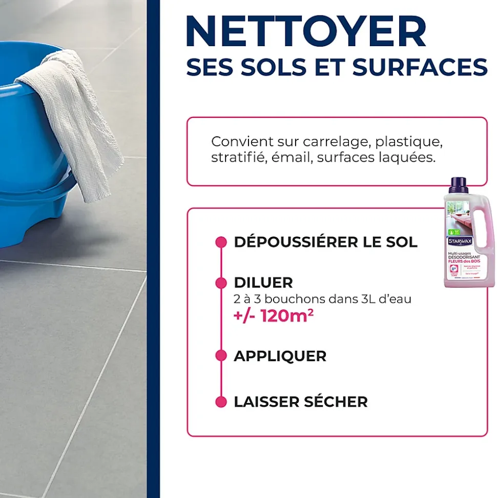 Nettoyant désodorisant multi-usages senteur fleur des bois Starwax 1L