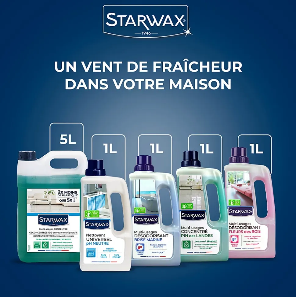 Nettoyant désodorisant multi-usages senteur fleur des bois Starwax 1L
