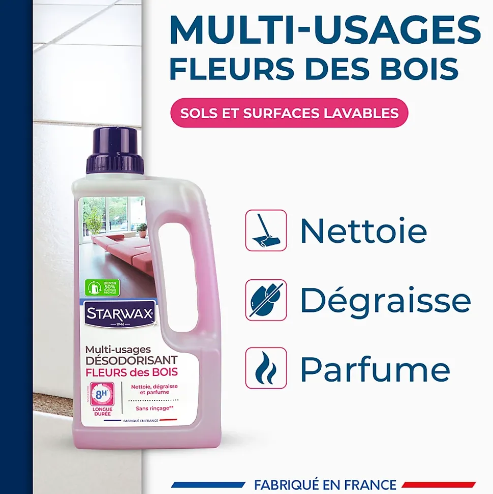 Nettoyant désodorisant multi-usages senteur fleur des bois Starwax 1L