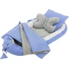 Nid d'ange bébés Joyz 90x50 cm bleu motif baleine en coton avec coussin de sommeil oreiller papillon