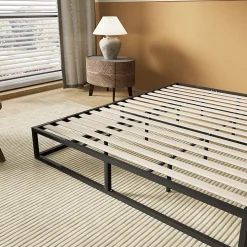 November Sleep Lit 140 x 190 cm - Cadre en acier - Lattes en bois