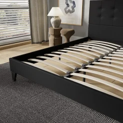 November Sleep Lit 140x200 cm avec tête de lit tissu noir