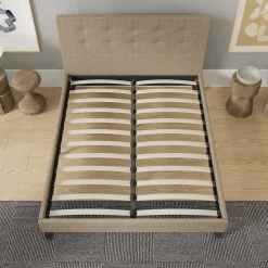 November Sleep Lit 140x190 cm avec tête de lit tissu brun