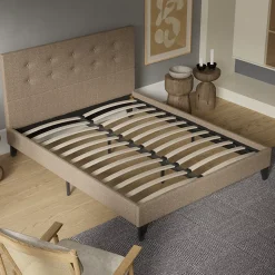 November Sleep Lit 140x190 cm avec tête de lit tissu brun