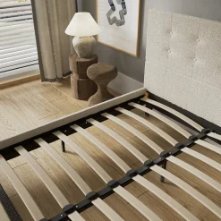 November Sleep Lit 140x200 cm avec tête de lit tissu lin