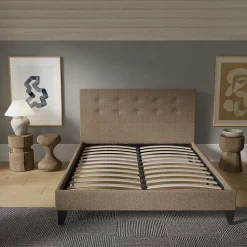 November Sleep Lit 140x200 cm avec tête de lit tissu brun