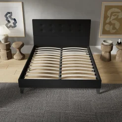 November Sleep Lit 120x190 cm avec tête de lit tissu noir