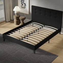 November Sleep Lit 120x190 cm avec tête de lit tissu noir