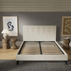 November Sleep Lit 140x190 cm avec tête de lit tissu lin