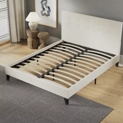 November Sleep Lit 160x200 cm avec tête de lit tissu lin