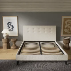 November Sleep Lit 120x190 cm avec tête de lit tissu lin