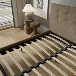 November Sleep Lit 120x190 cm avec tête de lit tissu brun