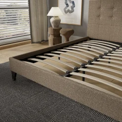 November Sleep Lit 120x190 cm avec tête de lit tissu brun