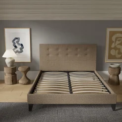 November Sleep Lit 120x190 cm avec tête de lit tissu brun