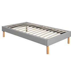 Nuits D'or Gregory - Solide et Confortable Sommier Tapissier Gris + Pieds en 20 cm pour Matelas en 70x190-13 Lattes - Montage Rapi