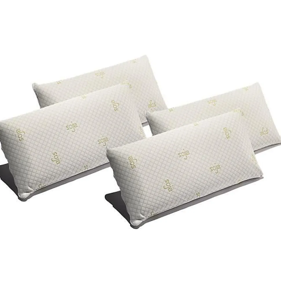 Oreiller - ECCOX - Pack de 4 - Mousse à mémoire de soja - 60 x 40 cm - Ergonomique - Moyenne fermeté